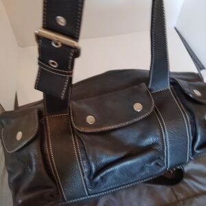 Black Soft Leather Satchel.